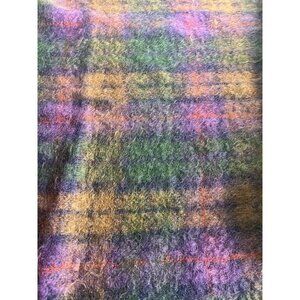 Cushendale Mohair & Wool Fringed Blanket 52X47 Hombre Purple Green Eclectic